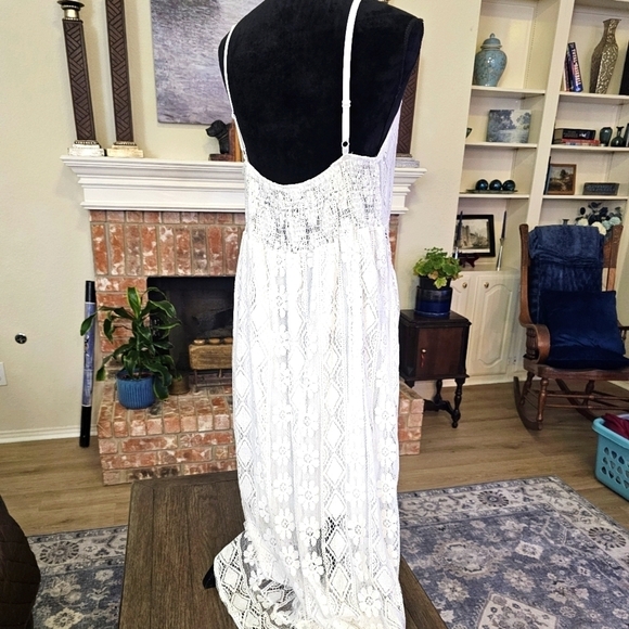 NWOT White Maxi Lace Sundress w adjustable Spaghetti Straps 2XL White - Picture 7 of 16
